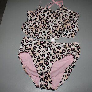 Brown & Pink 2 Pcs Justice Bikini Swimsuit Size 14